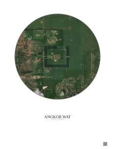 Affiche Angkor Wat – Poster vue satellite 2.5km Couleur | Gravura – Fond clair