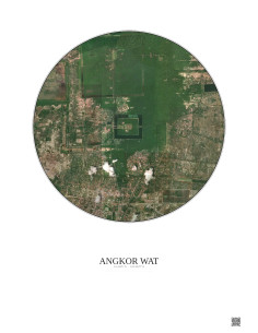 Affiche Angkor Wat – Poster vue satellite 5km Couleur | Gravura – Fond clair