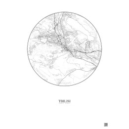 Affiche Tbilisi – Poster carte de ville 10km | Gravura – Fond clair