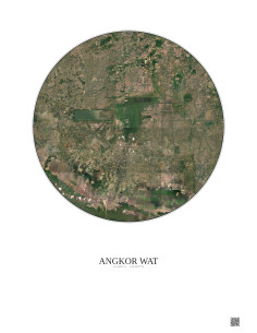 Affiche Angkor Wat – Poster vue satellite 20km Couleur | Gravura – Fond clair