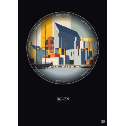Affiche Rouen – Poster illustration vintage – Musee Maritime Fluvial Et Portuaire De Rouen | Gravura – Fond foncé