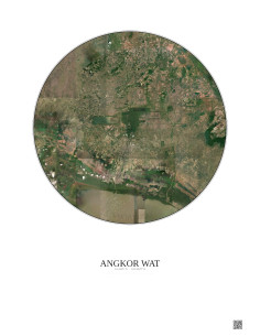 Affiche Angkor Wat – Poster vue satellite 30km Couleur | Gravura – Fond clair