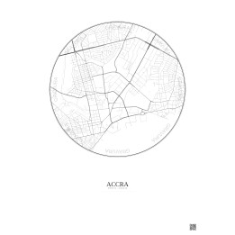 Accra City Map Poster 2.5km | Gravura – Light background