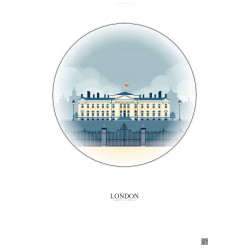 Affiche London – Poster illustration vintage – Buckingham Palace | Gravura – Fond clair