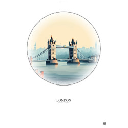 Affiche London – Poster illustration vintage – Tower Bridge | Gravura – Fond clair