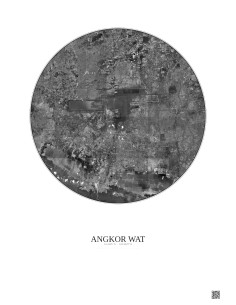Affiche Angkor Wat – Poster vue satellite 20km N&B | Gravura – Fond clair