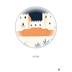 Affiche Accra – Poster illustration vintage – Fort James | Gravura – Fond clair
