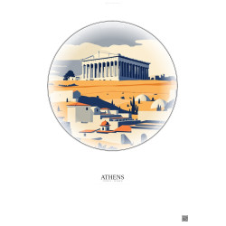 Affiche Athens – Poster illustration vintage – Athens | Gravura – Fond clair