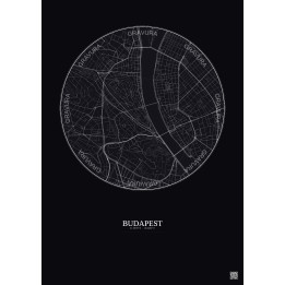 Budapest City Map Poster 2.5km | Gravura – Dark background