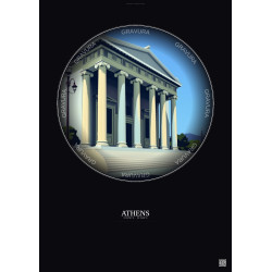 Affiche Athens – Poster illustration vintage – Numismatic Museum Of Athens | Gravura – Fond foncé