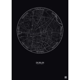 Dublin City Map Poster 2.5km | Gravura – Dark background