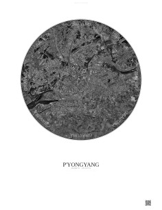 P Yongyang Satellite View Poster 10km B&W | Gravura – Light background