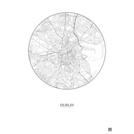 Dublin City Map Poster 6km | Gravura – Light background