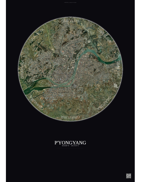 Affiche P Yongyang – Poster vue satellite 10km Couleur | Gravura – Fond foncé