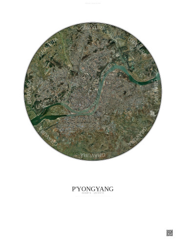 Affiche P Yongyang – Poster vue satellite 10km Couleur | Gravura – Fond clair
