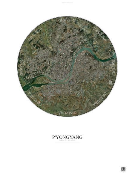 Affiche P Yongyang – Poster vue satellite 10km Couleur | Gravura – Fond clair