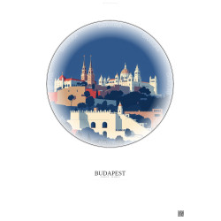 Affiche Budapest – Poster illustration vintage – Buda Castle | Gravura – Fond clair
