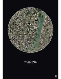 P Yongyang Satellite View Poster 2.5km Color | Gravura – Dark background