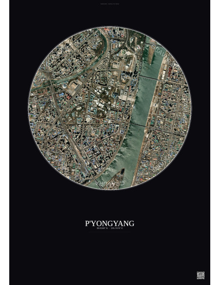 Affiche P Yongyang – Poster vue satellite 2.5km Couleur | Gravura – Fond foncé