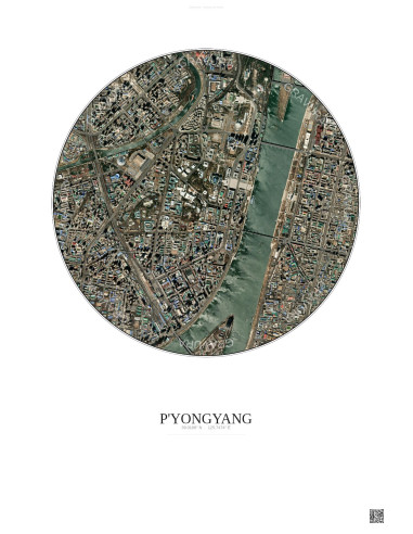 Affiche P Yongyang – Poster vue satellite 2.5km Couleur | Gravura – Fond clair
