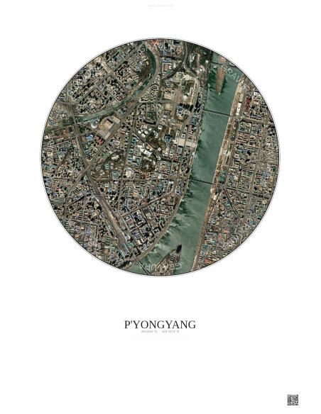Affiche P Yongyang – Poster vue satellite 2.5km Couleur | Gravura – Fond clair