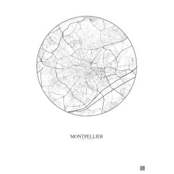 Affiche Montpellier – Poster carte de ville 5km | Gravura – Fond clair
