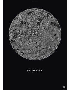 P Yongyang Satellite View Poster 6km B&W | Gravura – Dark background