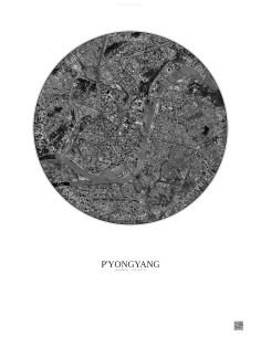 P Yongyang Satellite View Poster 6km B&W | Gravura – Light background