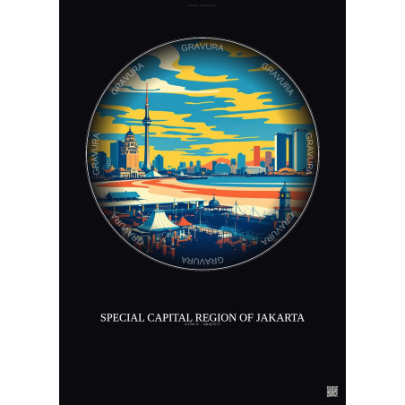 Affiche Special Capital Region Of Jakarta – Poster illustration vintage – Famous Viewpoint Of Special Capital Region Of Jakarta 