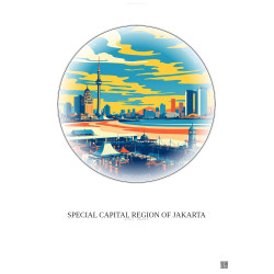 Affiche Special Capital Region Of Jakarta – Poster illustration vintage – Famous Viewpoint Of Special Capital Region Of Jakarta 