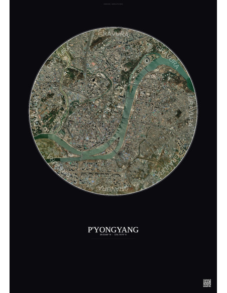 Affiche P Yongyang – Poster vue satellite 6km Couleur | Gravura – Fond foncé