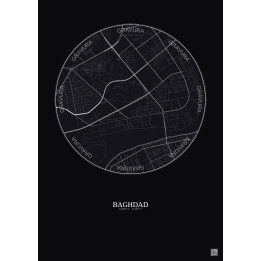 Baghdad City Map Poster 2.5km | Gravura – Dark background