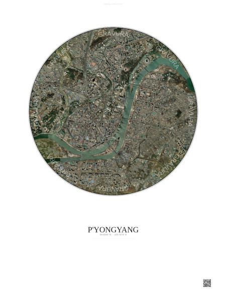 Affiche P Yongyang – Poster vue satellite 6km Couleur | Gravura – Fond clair