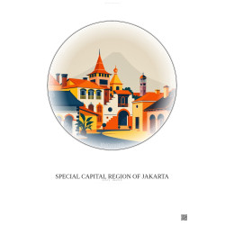 Affiche Special Capital Region Of Jakarta – Poster illustration vintage – Historic Old Town Of Special Capital Region Of Jakarta
