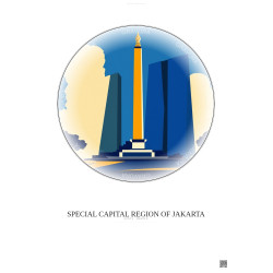 Affiche Special Capital Region Of Jakarta – Poster illustration vintage – Most Iconic Landmark Of Special Capital Region Of Jaka
