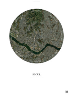 Affiche Seoul – Poster vue satellite 10km Couleur | Gravura – Fond clair