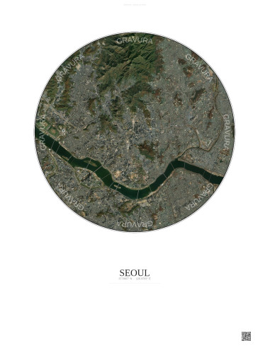 Seoul Satellite View Poster 10km Color | Gravura – Light background