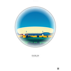 Affiche Dublin – Poster illustration vintage – Aviva Stadium | Gravura – Fond clair