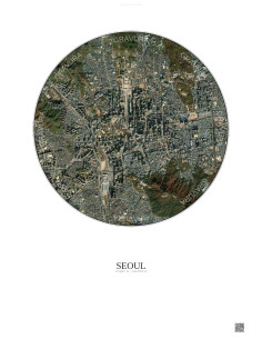 Affiche Seoul – Poster vue satellite 2.5km Couleur | Gravura – Fond clair
