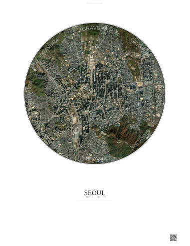 Seoul Satellite View Poster 2.5km Color | Gravura – Light background