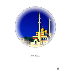 Affiche Baghdad – Poster illustration vintage – Al Kadhimiya Mosque | Gravura – Fond clair