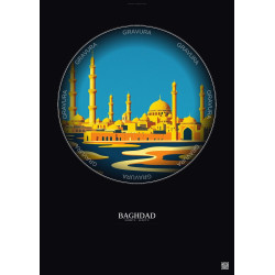 Affiche Baghdad – Poster illustration vintage – Baghdad | Gravura – Fond foncé