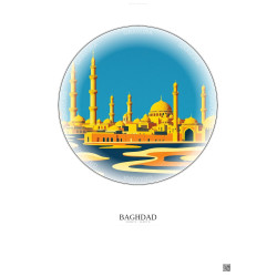 Affiche Baghdad – Poster illustration vintage – Baghdad | Gravura – Fond clair