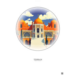 Affiche Tehran – Poster illustration vintage – Golestan Palace | Gravura – Fond clair