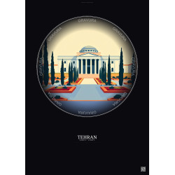 Affiche Tehran – Poster illustration vintage – University Of Tehran | Gravura – Fond foncé