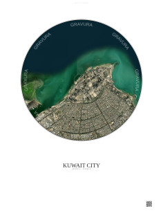 Affiche Kuwait City – Poster vue satellite 6km Couleur | Gravura – Fond clair