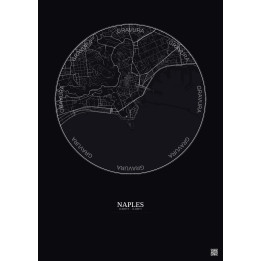 Naples City Map Poster 2.5km | Gravura – Dark background