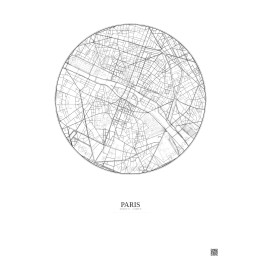 Affiche Paris – Poster carte de ville 2.5km | Gravura – Fond clair