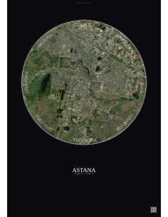 Affiche Astana – Poster vue satellite 10km Couleur | Gravura – Fond foncé