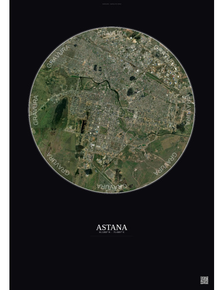 Astana Satellite View Poster 10km Color | Gravura – Dark background